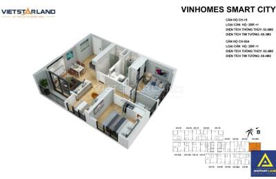 Chỉ từ 2.4 tỷ sở hữu CHCC, 2PN, 59m2, Đông Bắc tầng trung Vinhome Smart City