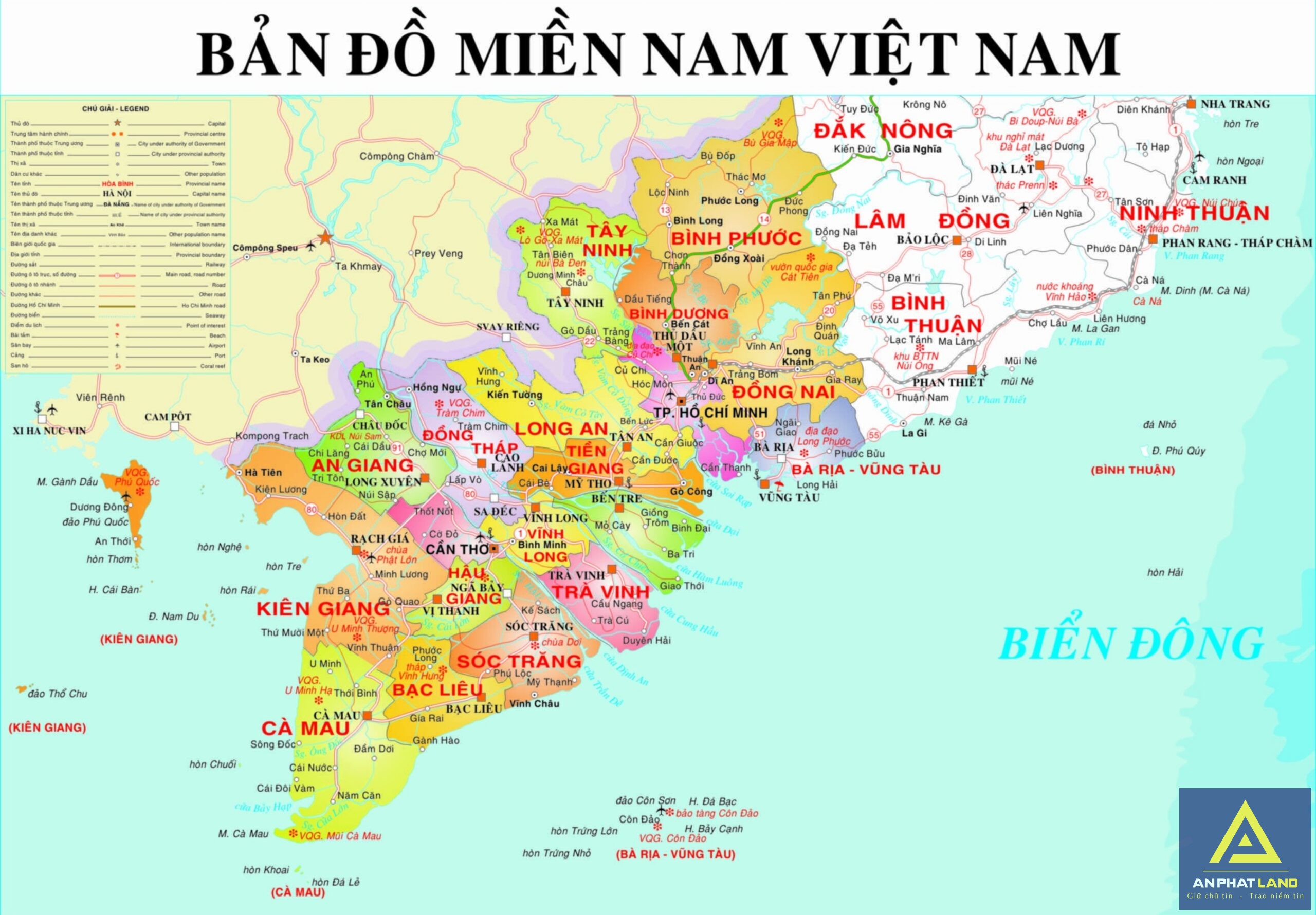 Bản đồ hành chính các tỉnh miền Nam Việt Nam