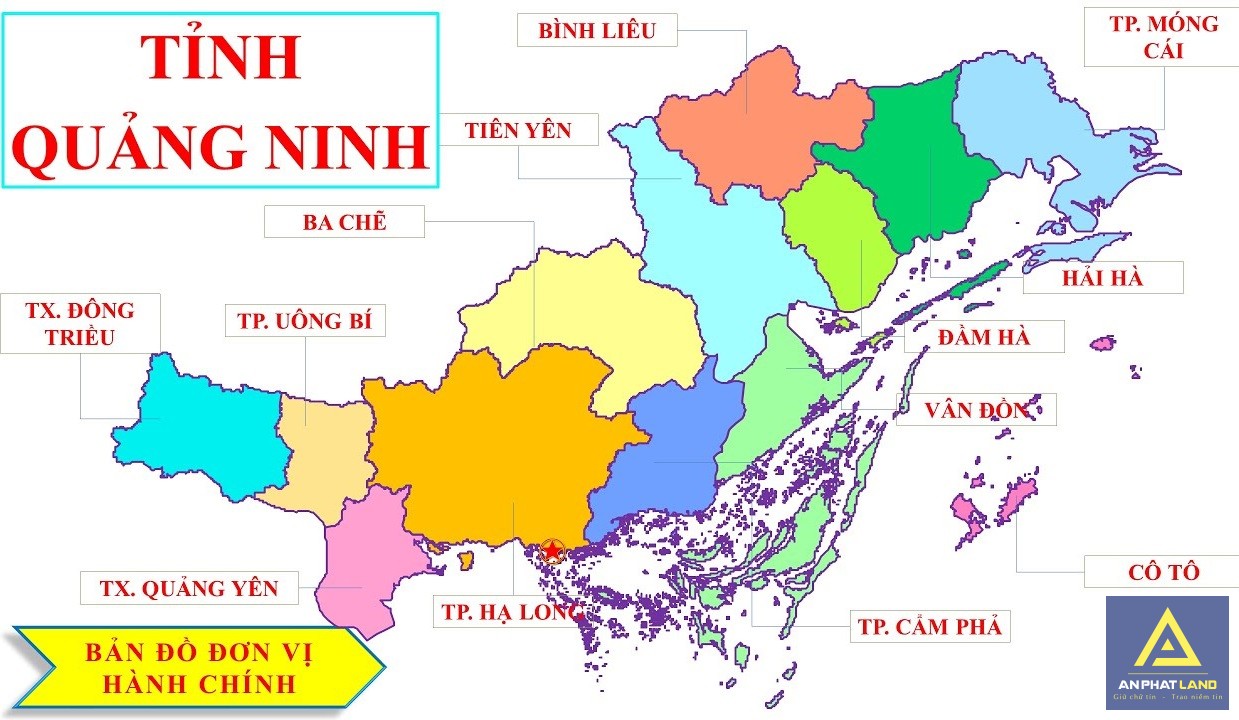 Bản đồ các đơn vị hành chính tỉnh Quảng Ninh