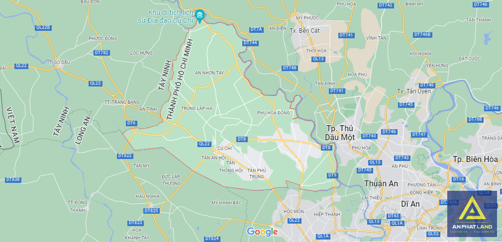 Huyện Củ Chi TPHCM trên Google Maps.